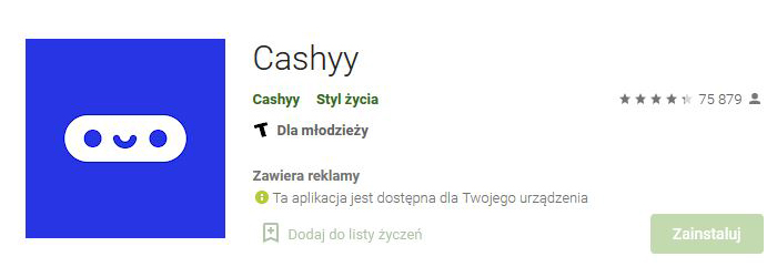 Zarabianie na aplikacjach - Cashyy