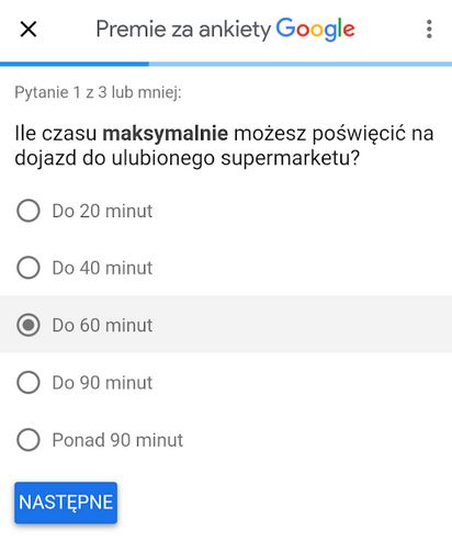 Premie za Ankiety Google - Google Opinion Rewards Polska (B1)